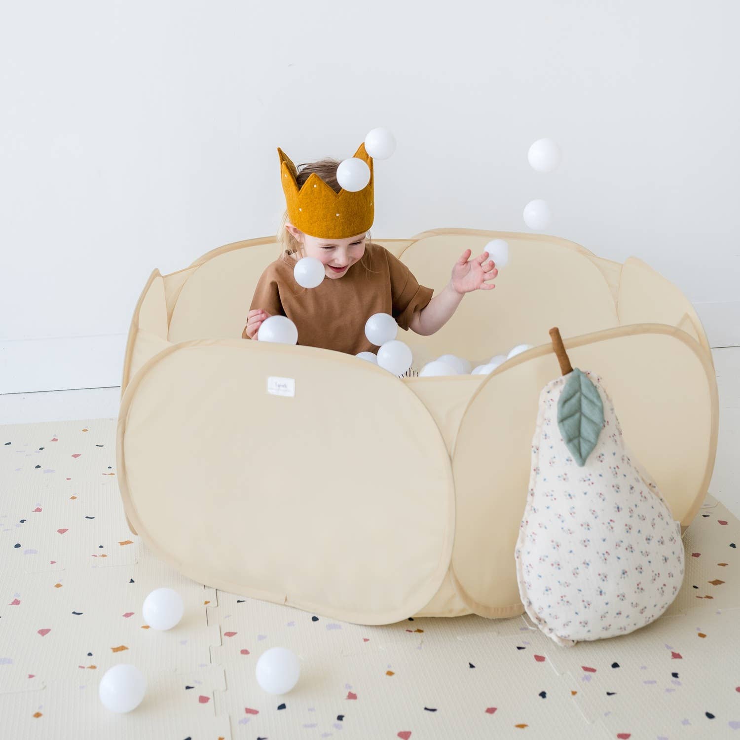 Piscine à balles enfant tissu recyclé | Terrazzo Beige