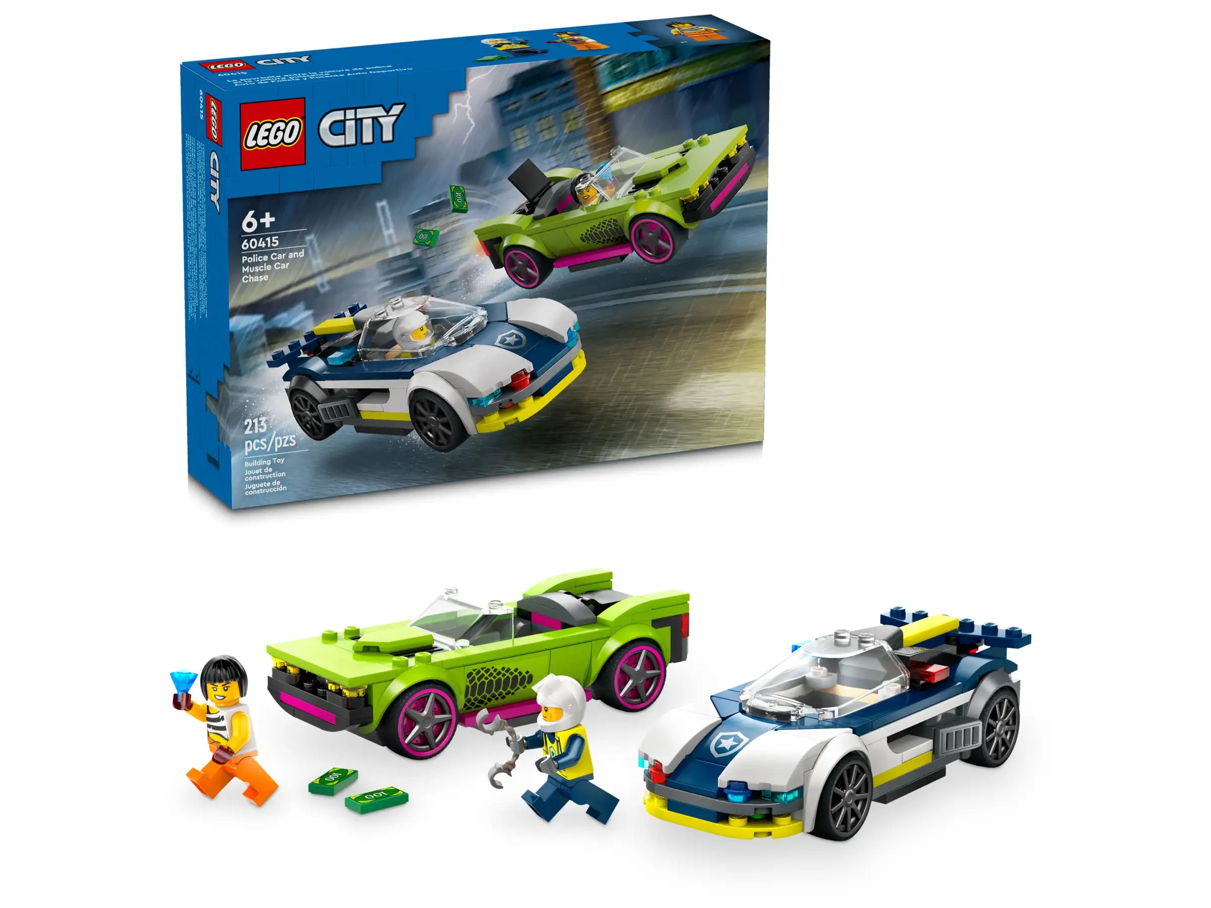 LEGO® city | La poursuite entre la voiture de police et la voiture puissante