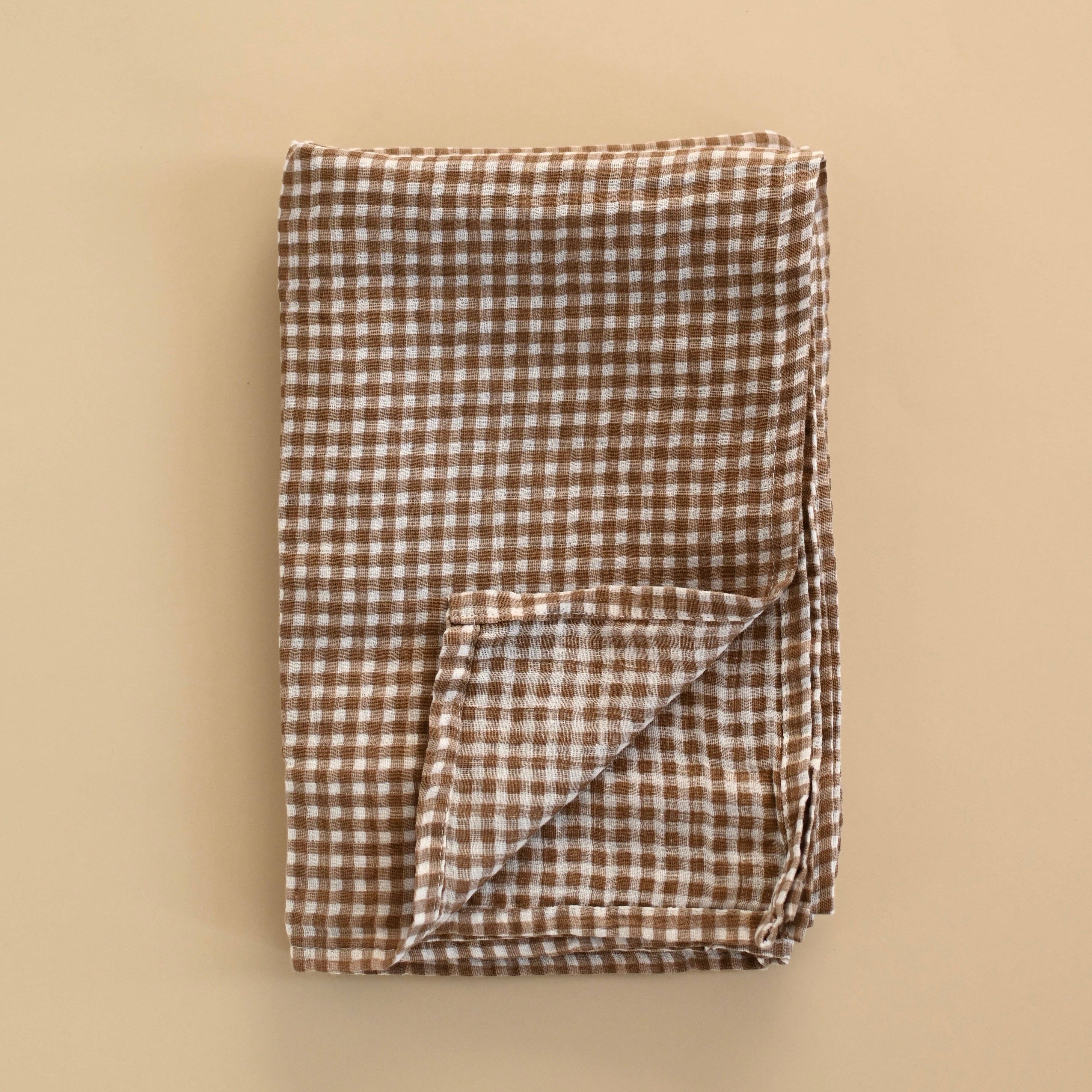 Mousseline de coton | Vichy marron
