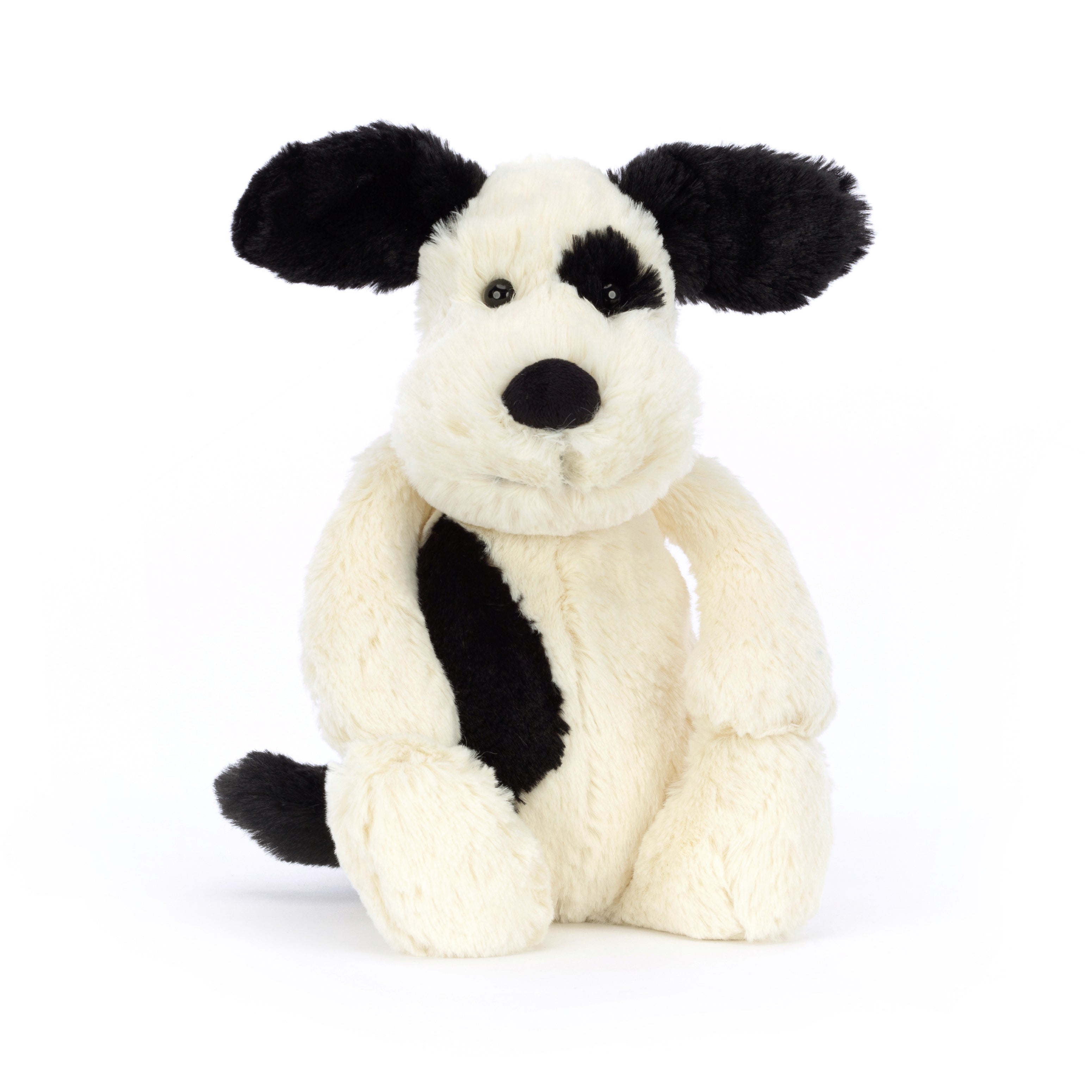 Peluche Jellycat | Chiot bashful noir & crème | Moyen
