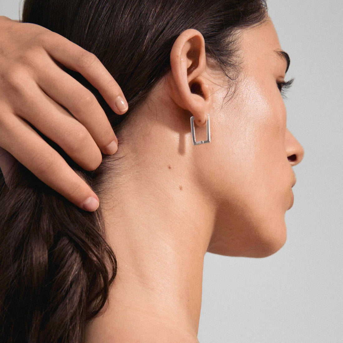 Boucle d'oreilles en argent recyclé | Anneaux carrés Feel