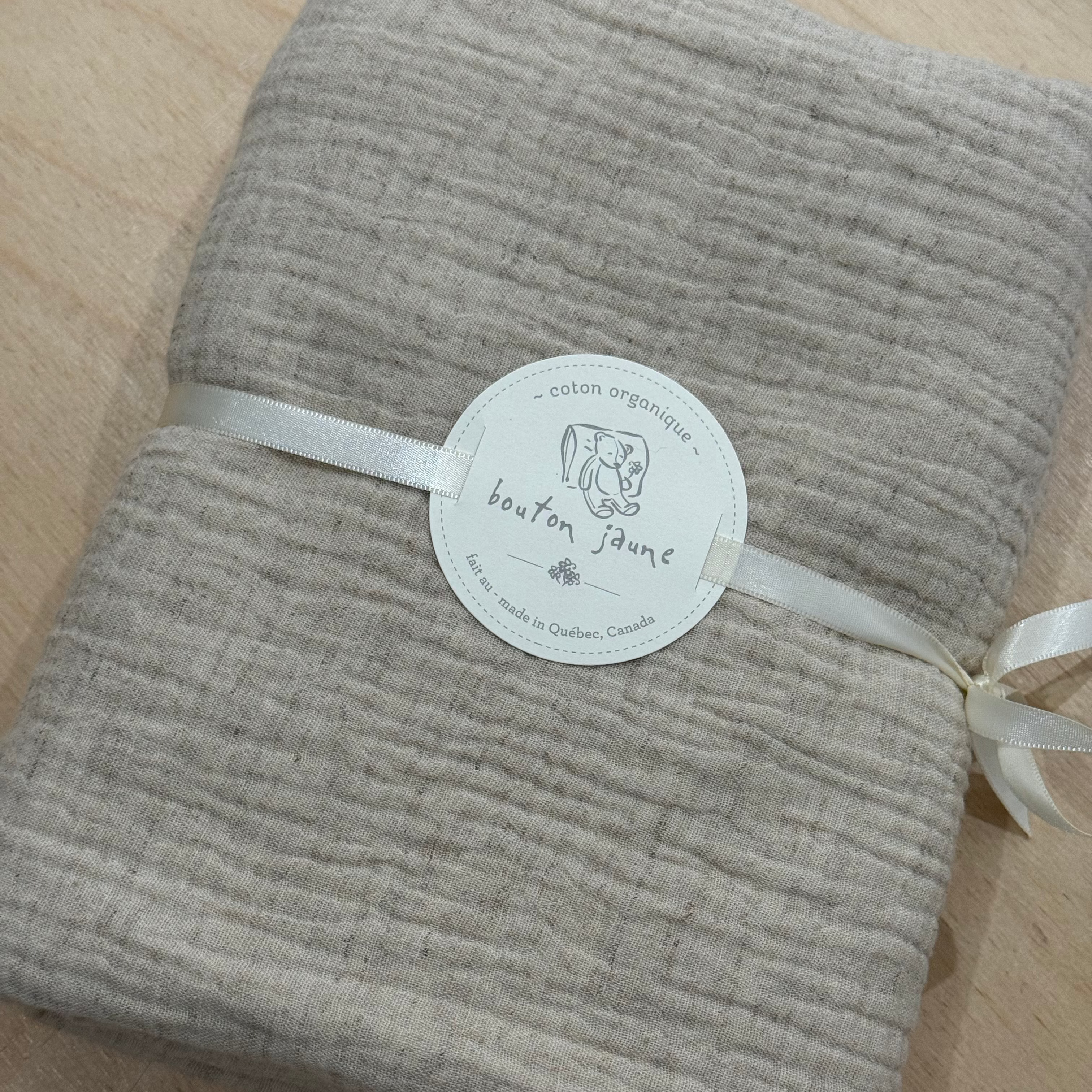 Mousseline en coton & en lin | Beige naturel deux tons