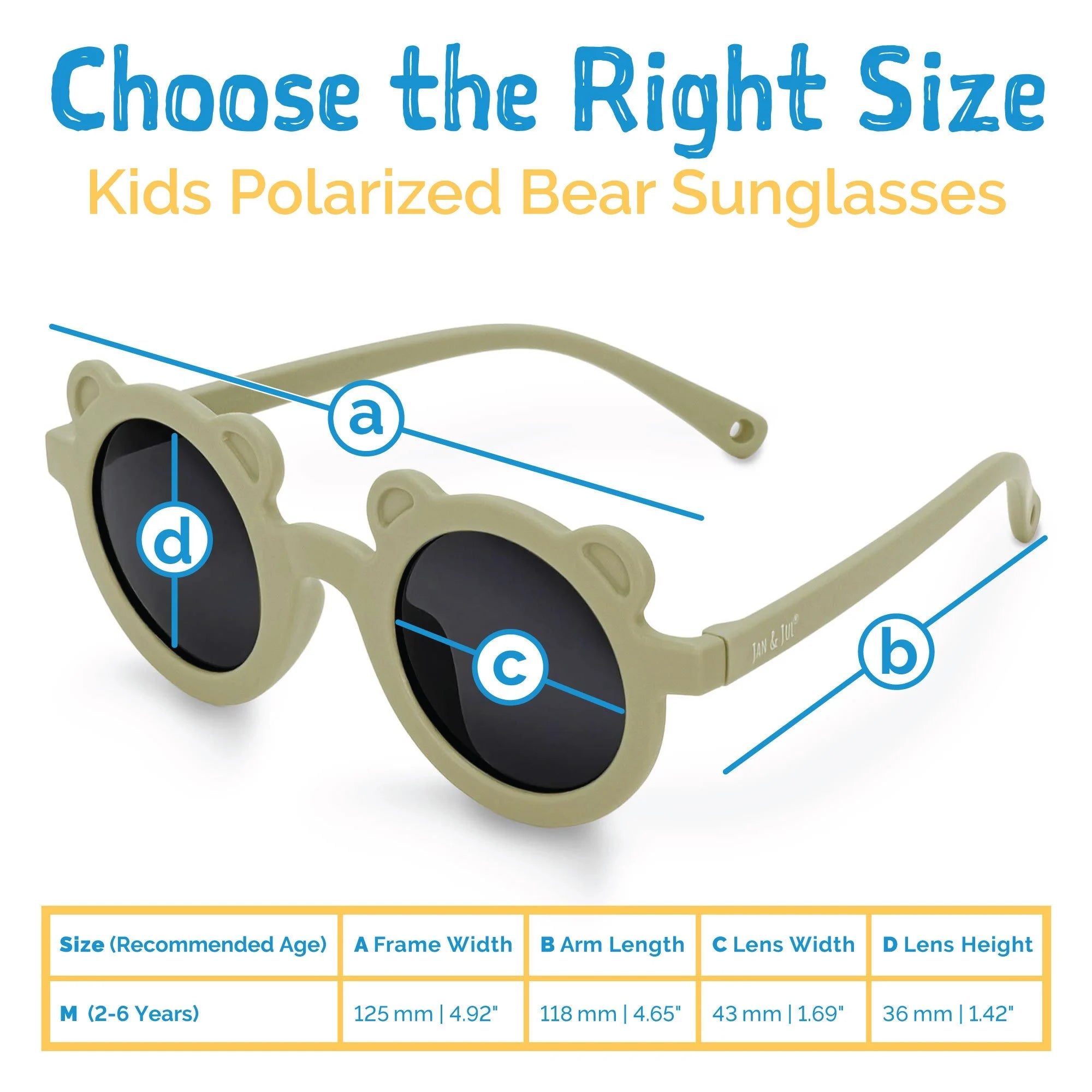 Kids Polarized Bear Sunglasses | Olive Khaki