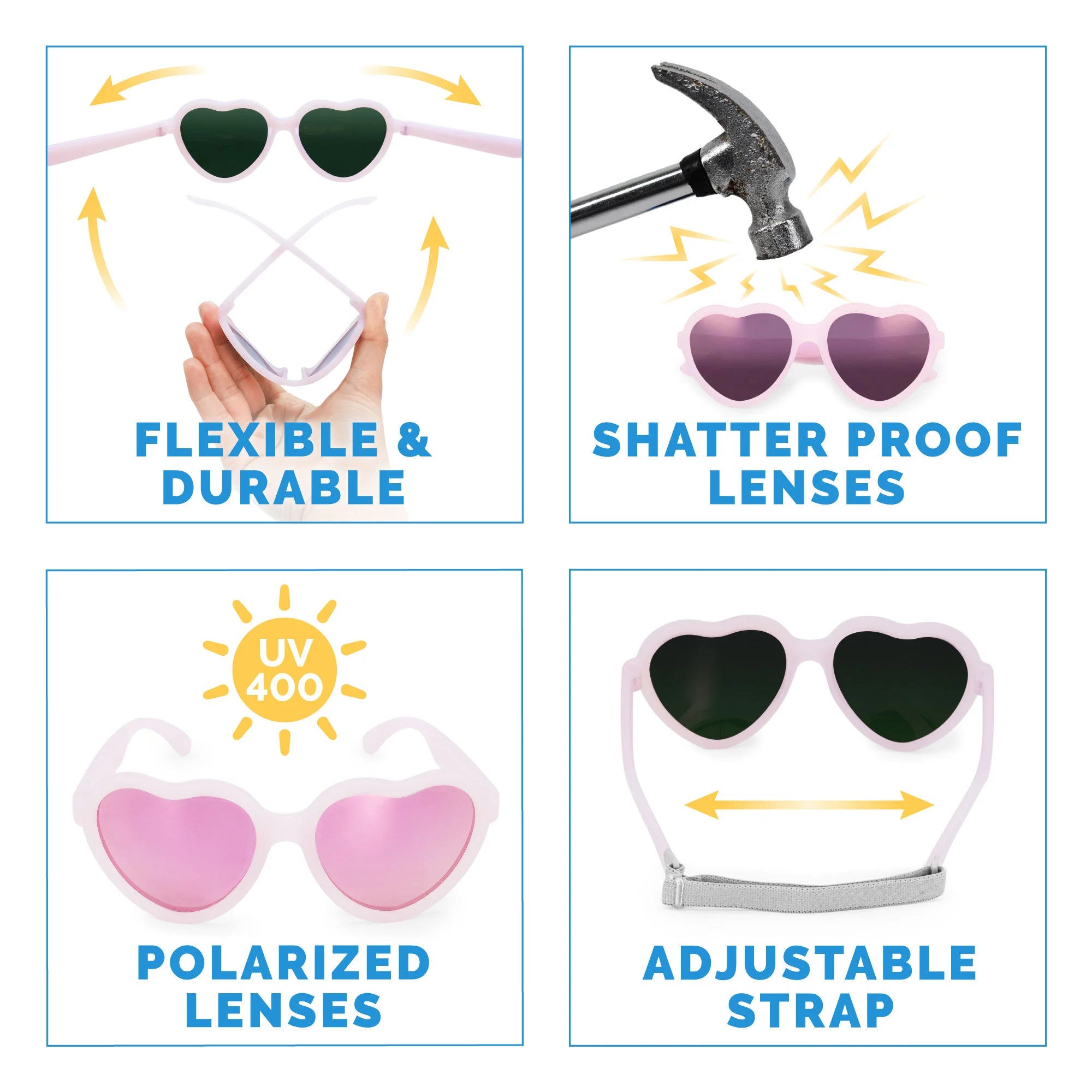 Lunettes de soleil polarisées coeur pour enfants | Lavande givrée