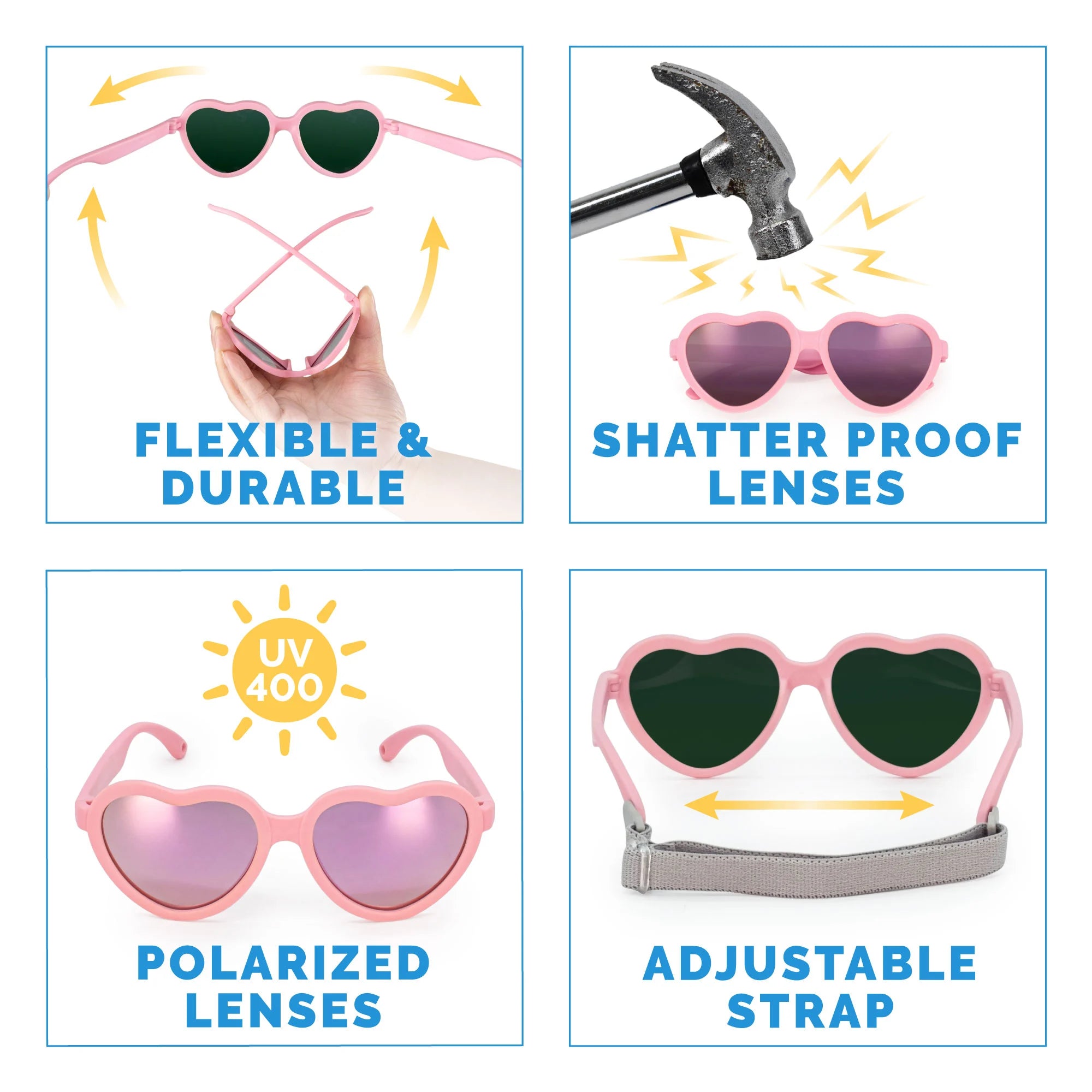 Lunettes de soleil polarisées coeur pour enfants | Rose pêche