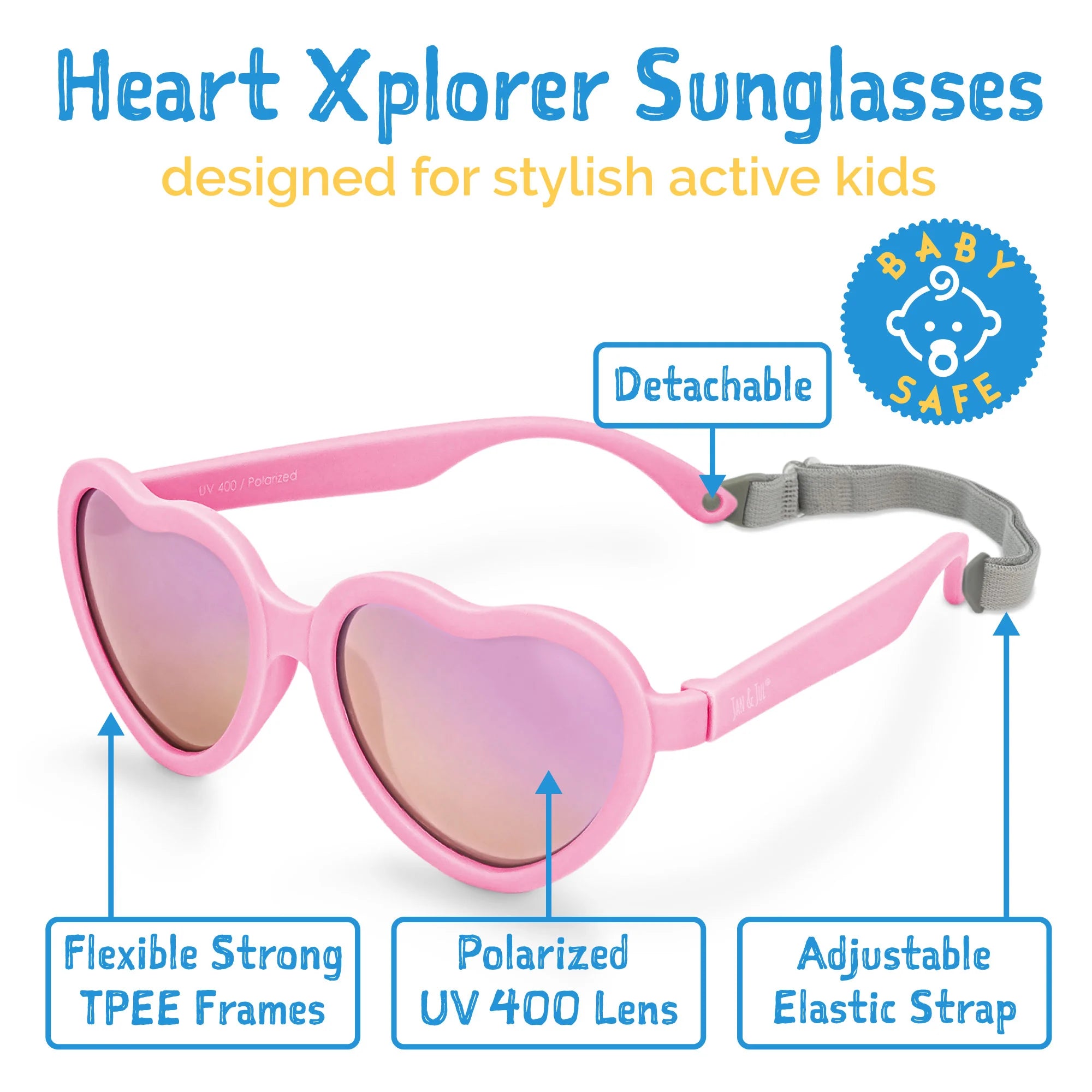 Lunettes de soleil polarisées coeur pour enfants | Rose pêche