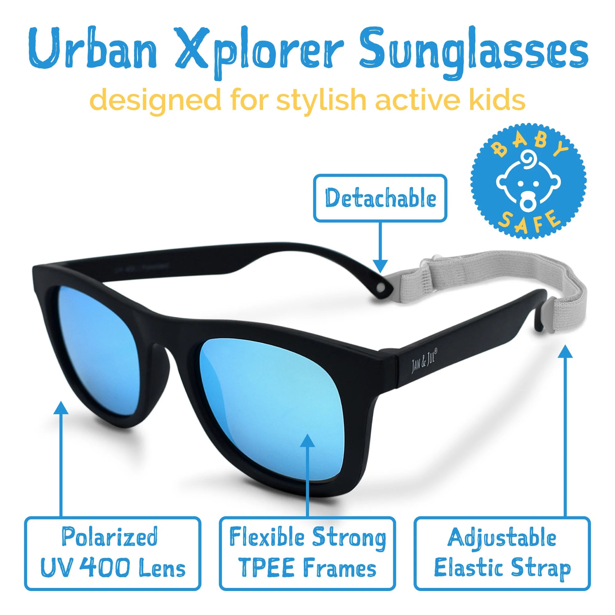 Kids Polarized Heart Sunglasses | Black Aurora