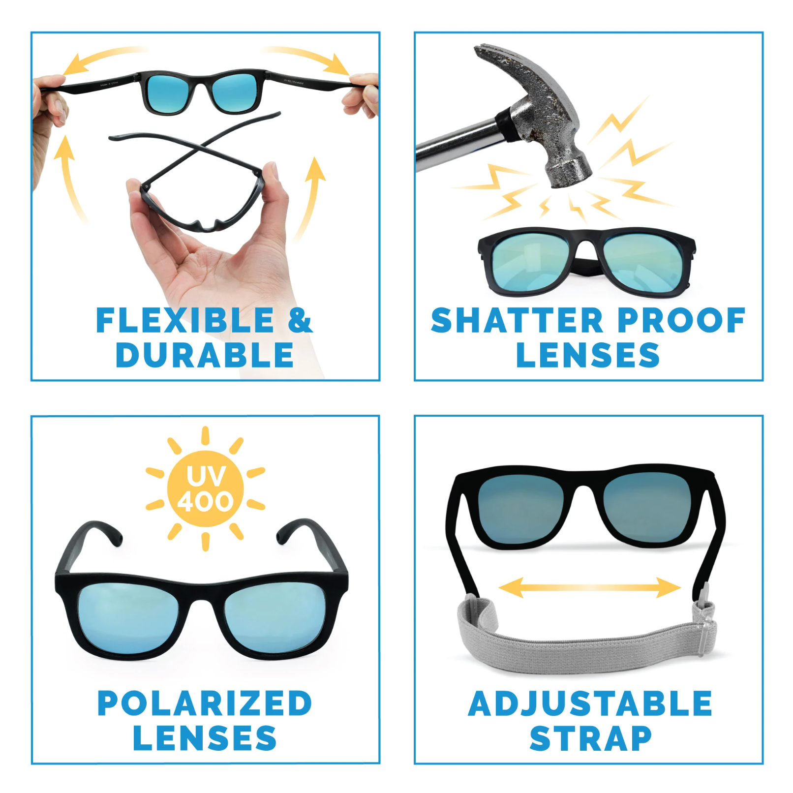 Kids Polarized Heart Sunglasses | Black Aurora
