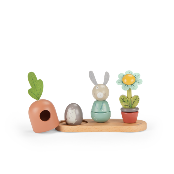 Jouet à empiler en bois multi-activités | Trois petits lapins