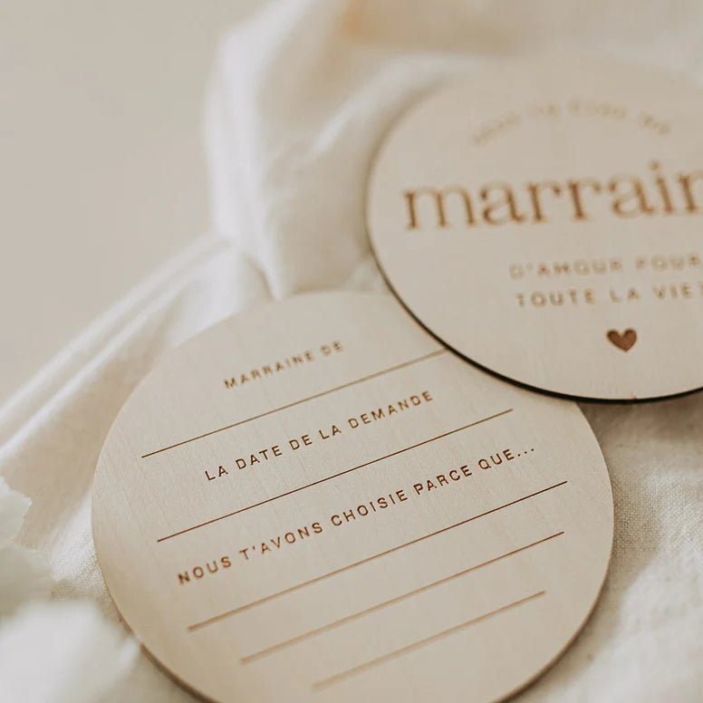 Pastille en bois | Veux-tu être ma marraine?