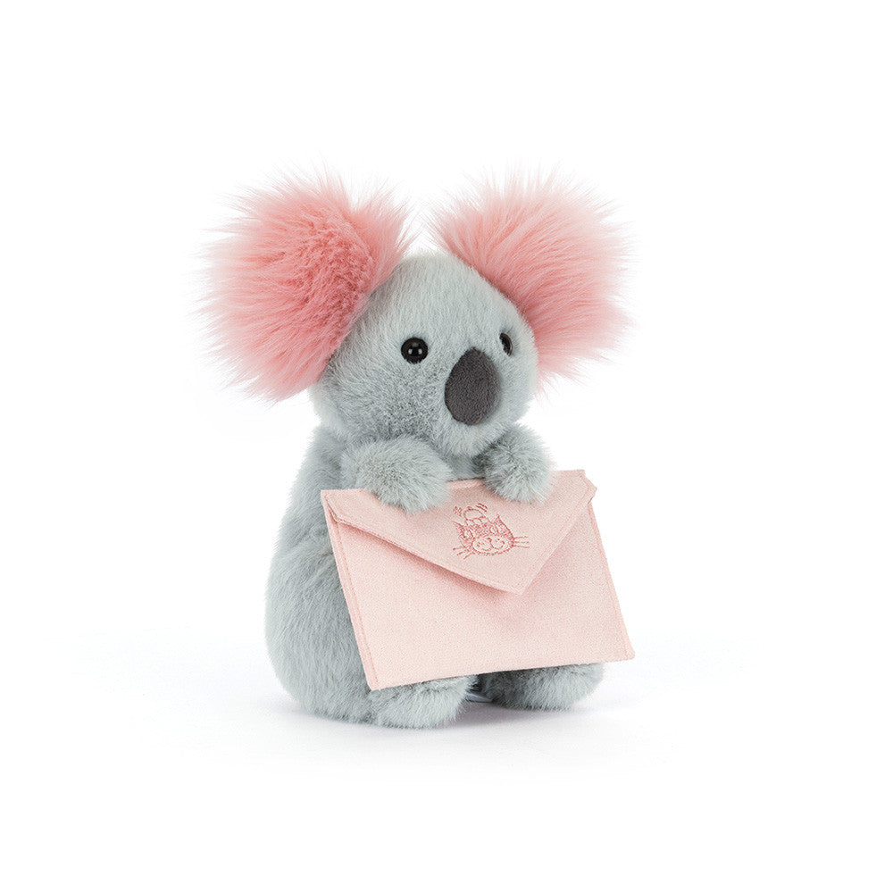 Peluche Jellycat Koala avec message et enveloppe rose – Jellycat Koala with Message and pink envelop plush – Olie & co