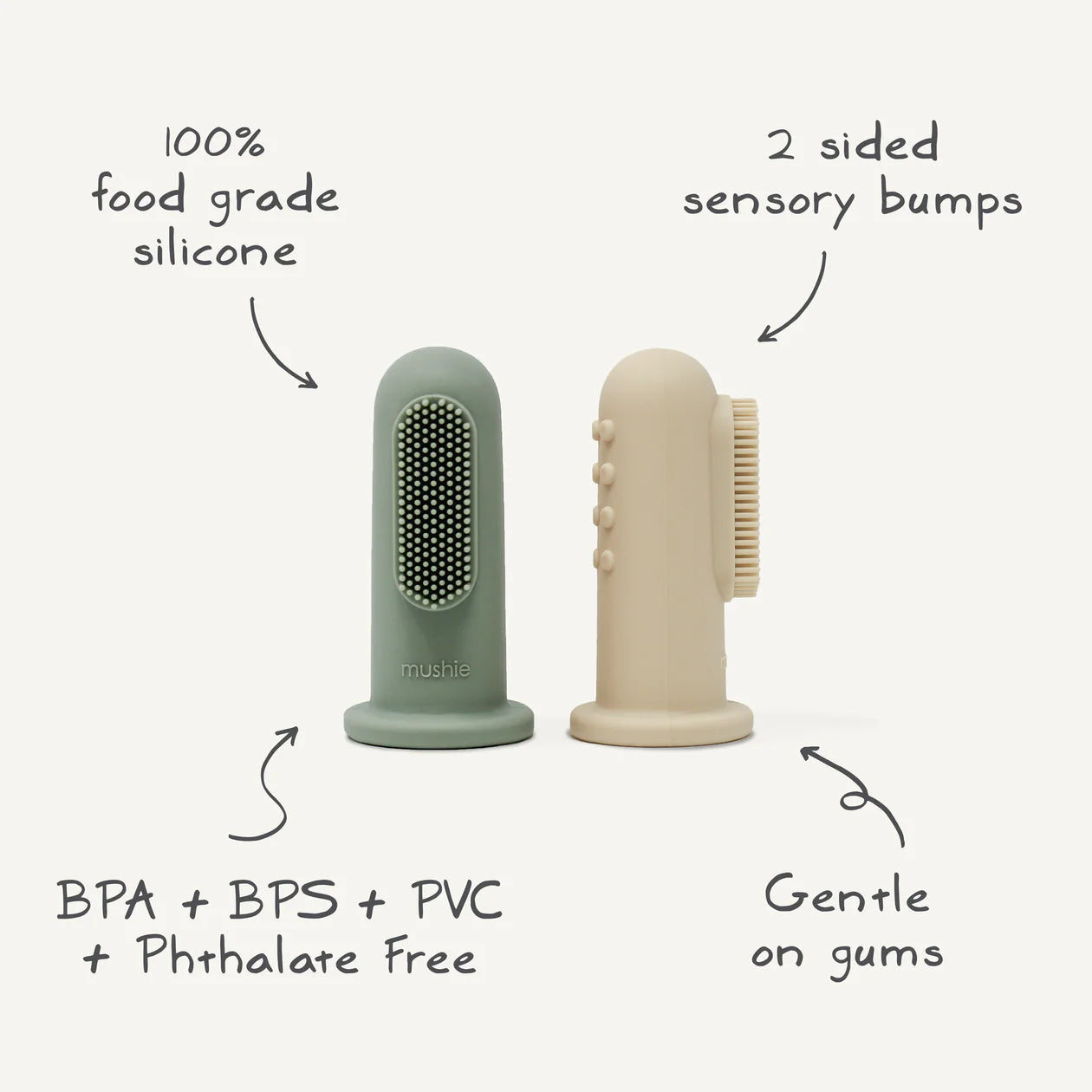 Finger Toothbrush | Shifting Sand & cambridge blue