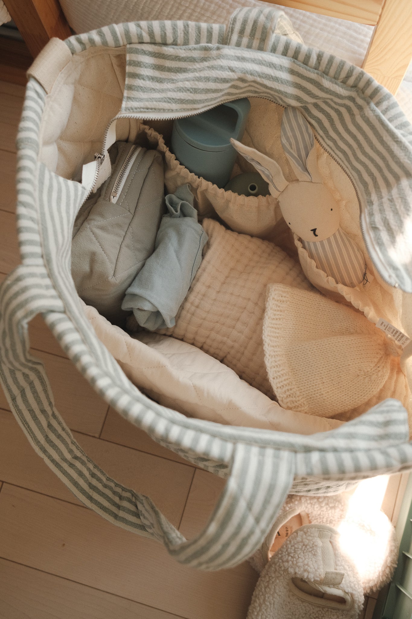 Sac à couches en coton biologique | Ligné sauge