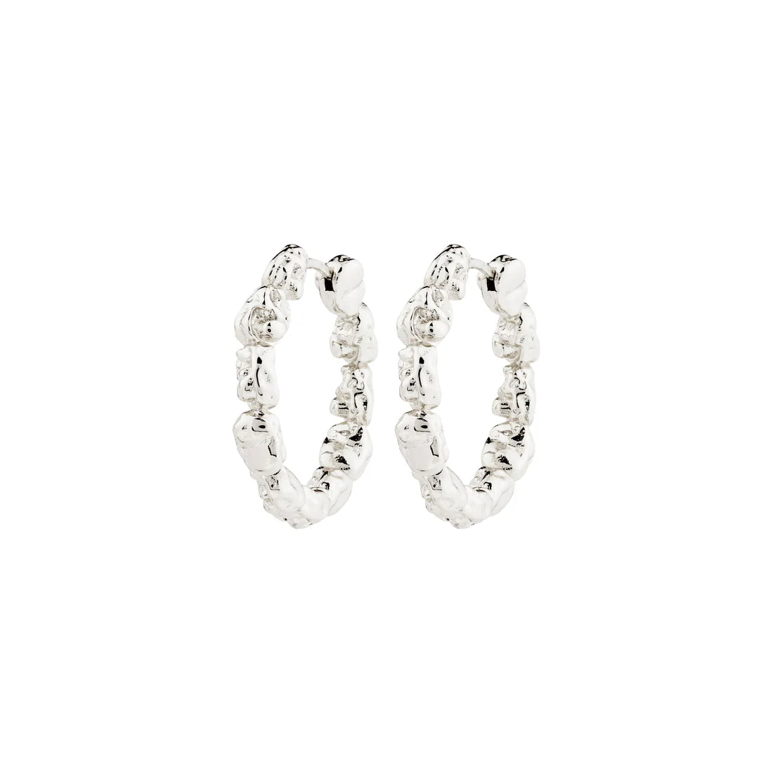 Boucles d'oreilles en argent recyclé | Anneaux texturés Tide