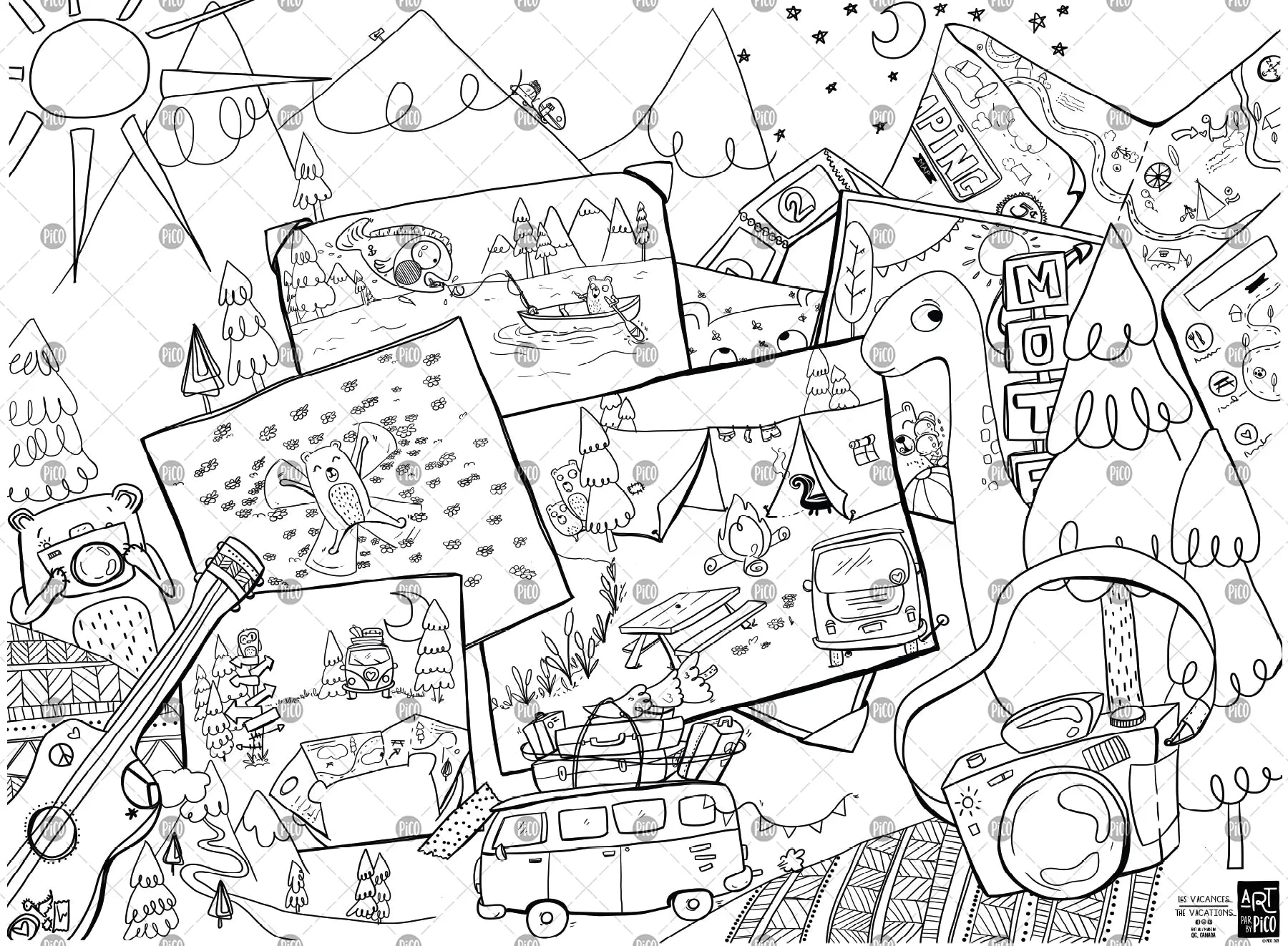 Affiche géante à colorier | Les vacances