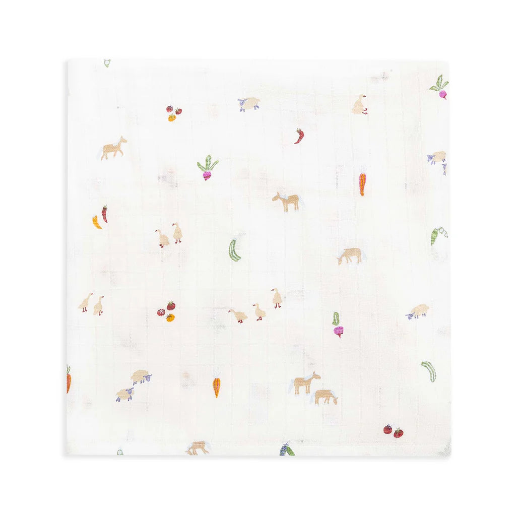 Duo mousselines coton organique | Petite ferme & radis