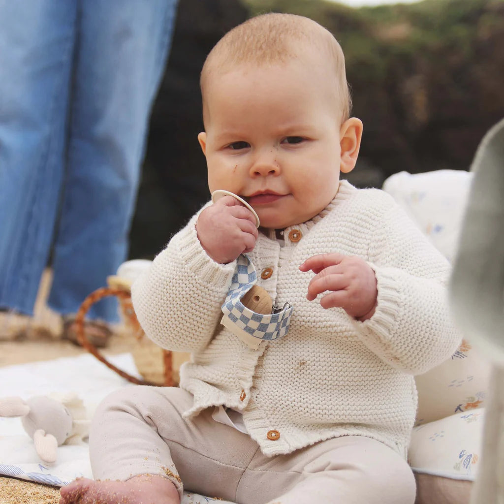 Pacifier Clip | Waves | Blue check