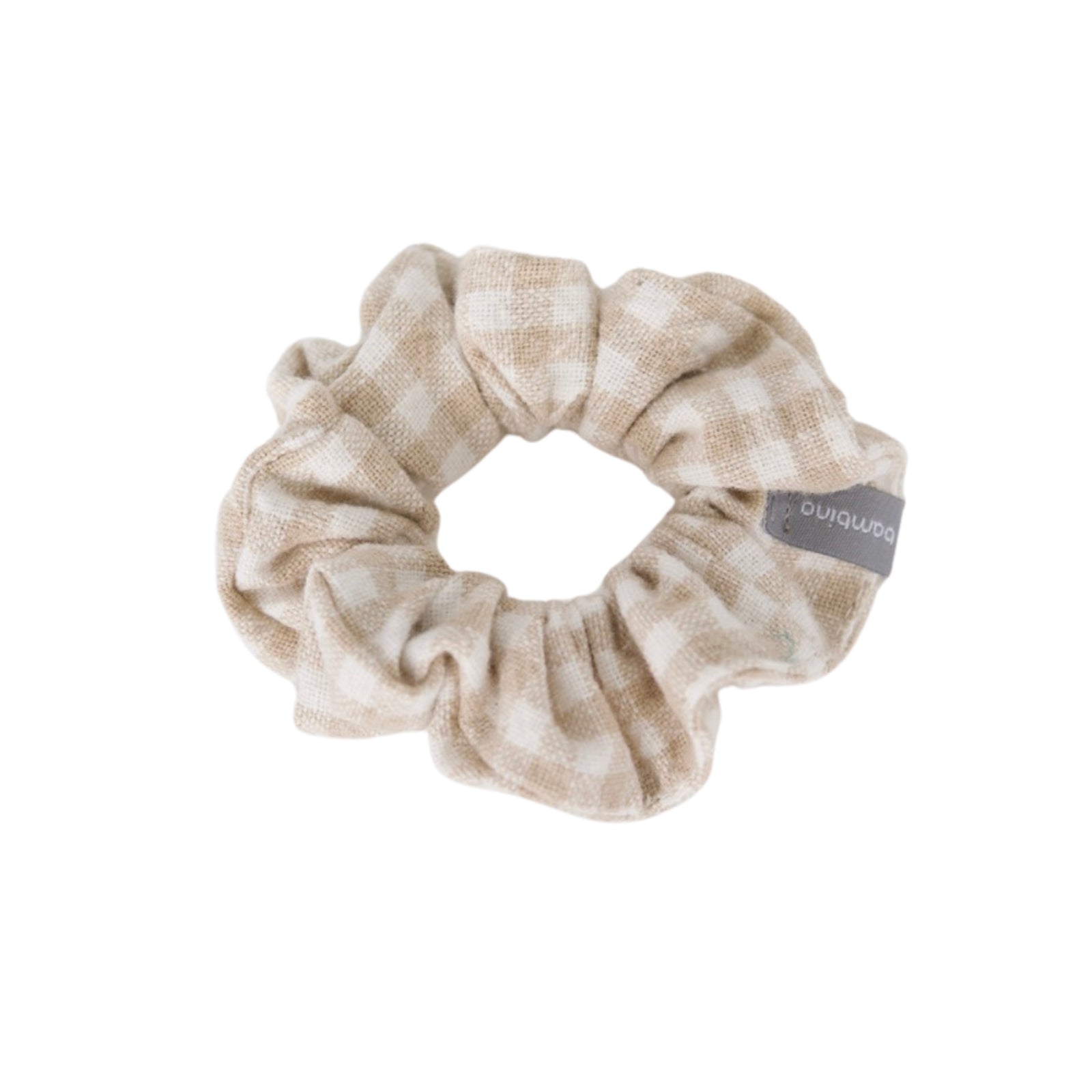 Chouchou élastique à cheveux en coton | Vichy beige