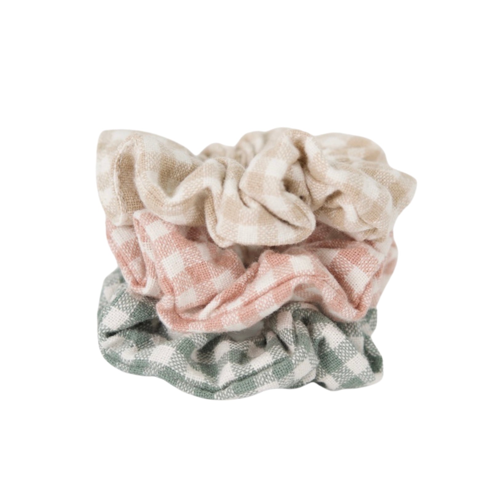 Chouchou élastique à cheveux en coton | Vichy beige