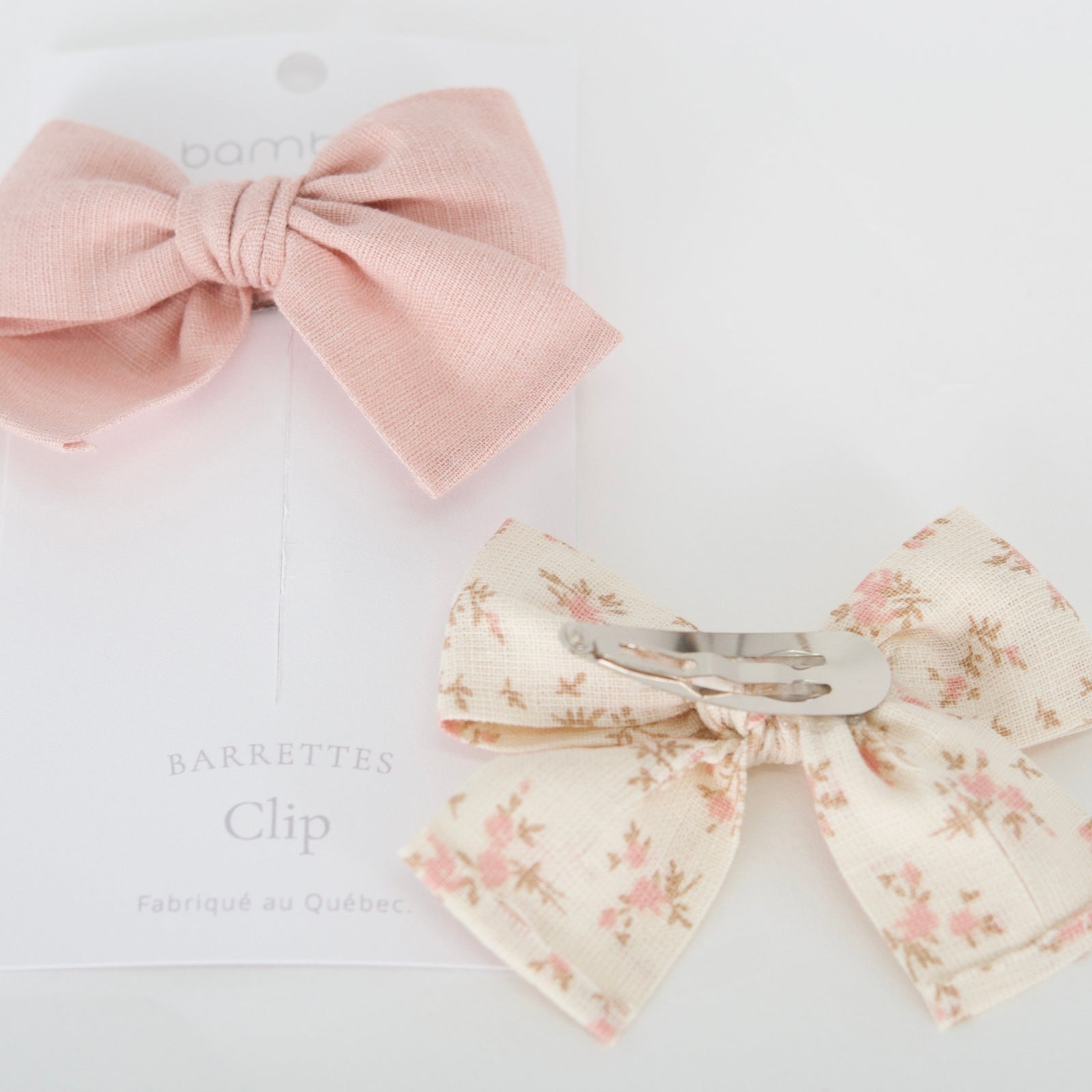 Duo de barrettes en tissu pour enfants | Menthe & Sauge à pois