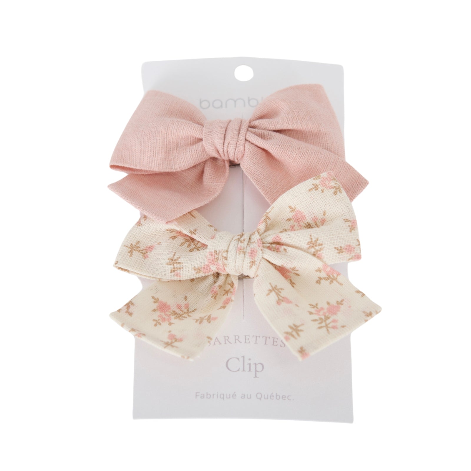 Duo de barrettes en tissu pour enfants | Rose & crème fleurie