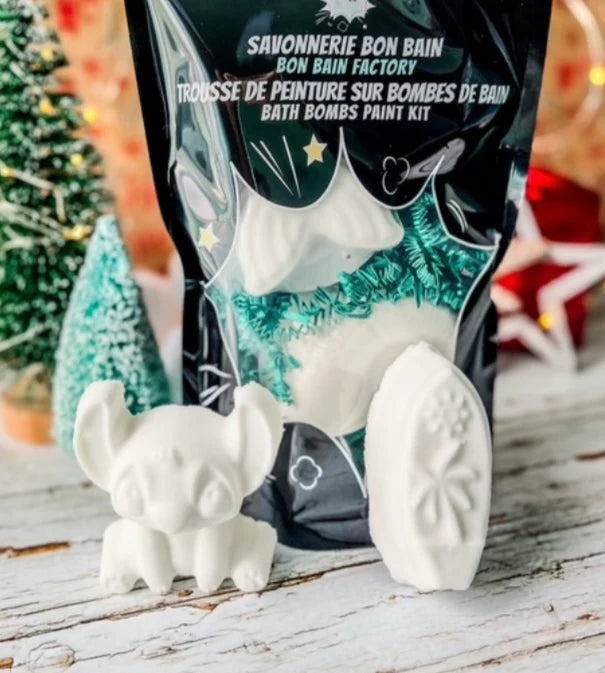 Trousse peinture sur bombes de bain | Chien alien bleu & surf