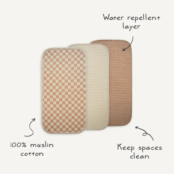 Protège matelas à langer | Ensemble de 3 | Carreaux naturels