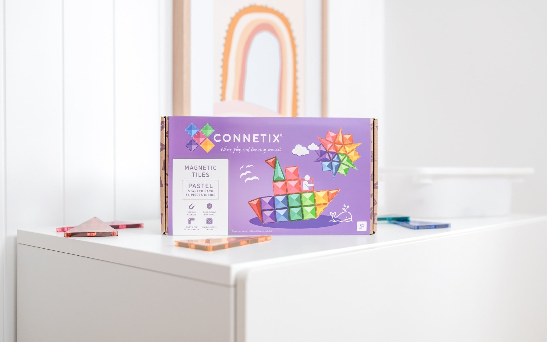 Tuiles magnétiques Connetix | Pastel starter pack | 64 pc