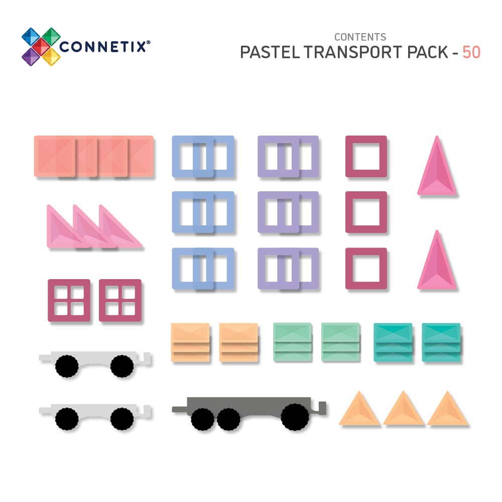 Tuiles magnétiques Connetix | Pastel transport pack | 50 pc
