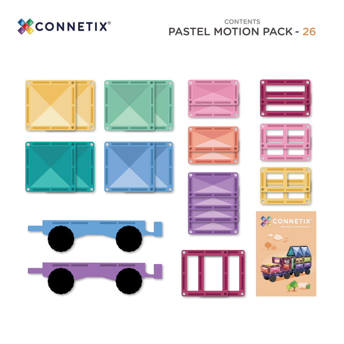 Magnetic tiles | Motion Pack Pastel 26 pc
