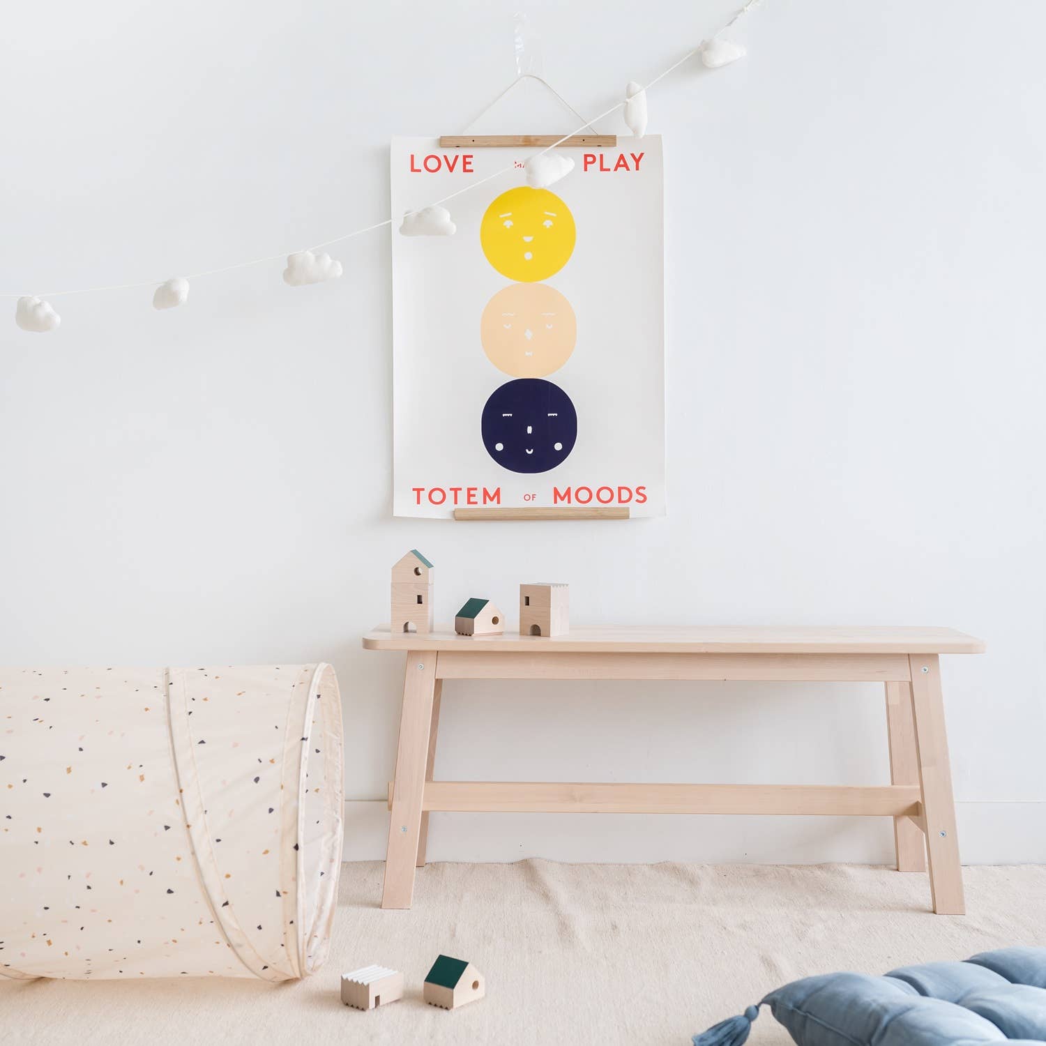 Tunnel de jeu en tissu recyclé | Beige terrazzo