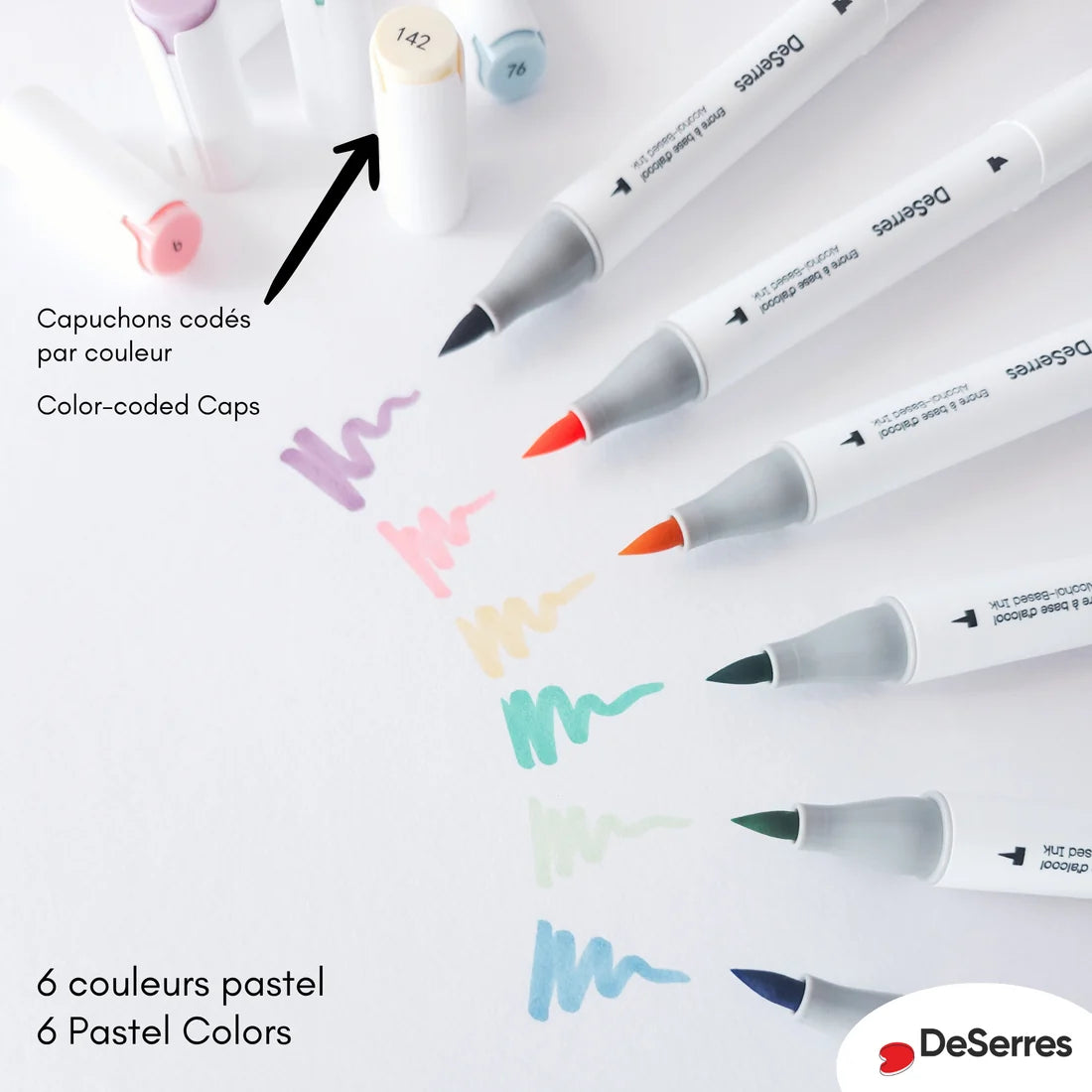 Ensemble de marqueurs à l'alcool | Pastel 6 pièces