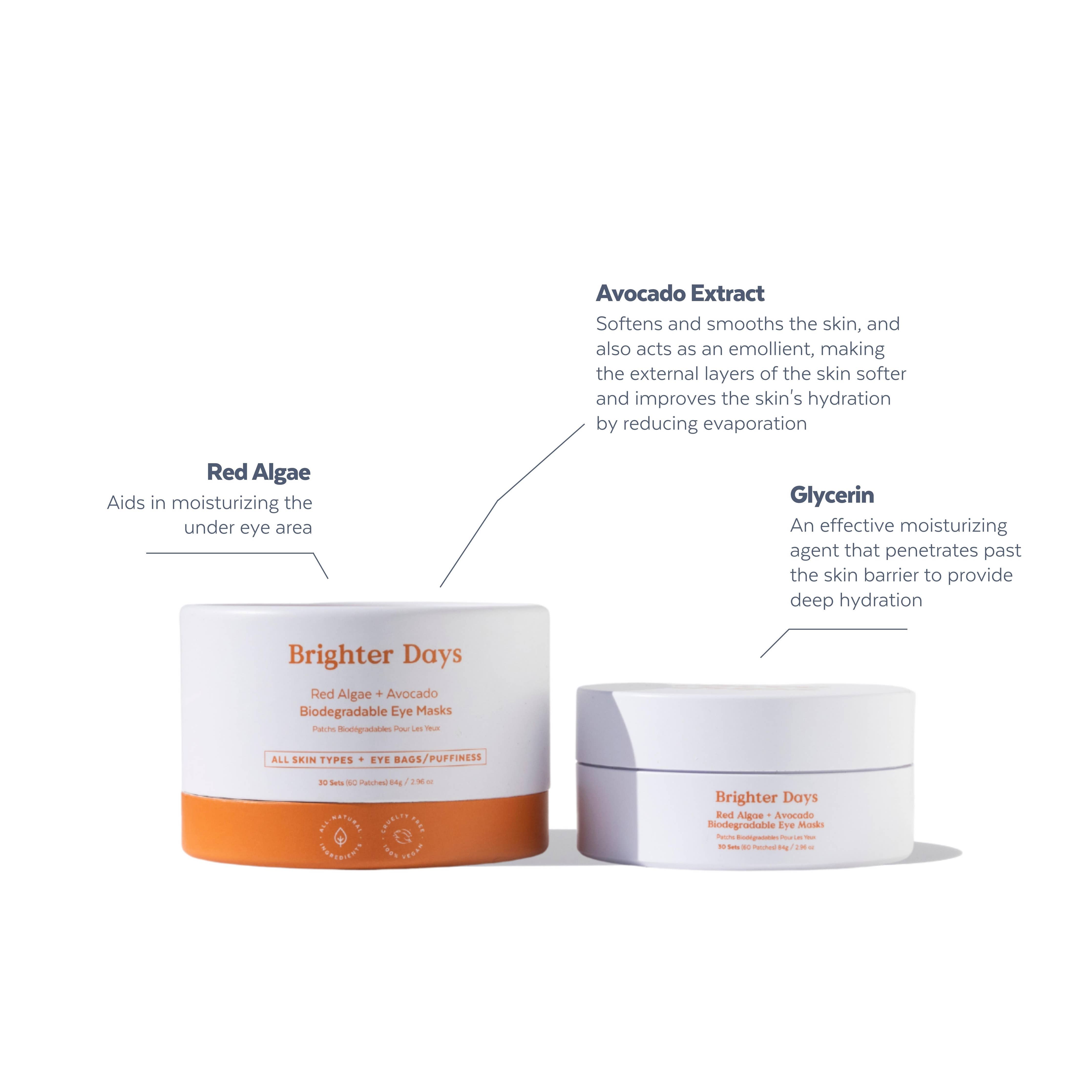 Patchs biodégradables pour les yeux aux algues et à l'avocat | Brighter Days