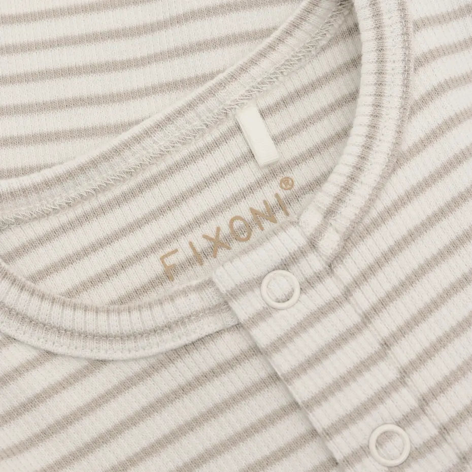 Barboteuse en coton organique | Beige ligné