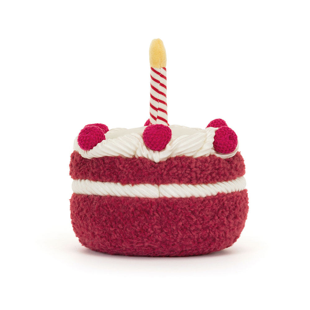 Peluche Jellycat Gâteau anniversaire une bougie rouge Chéri – Jellycat red Cheri Cake first anniversary plush – Olie & co