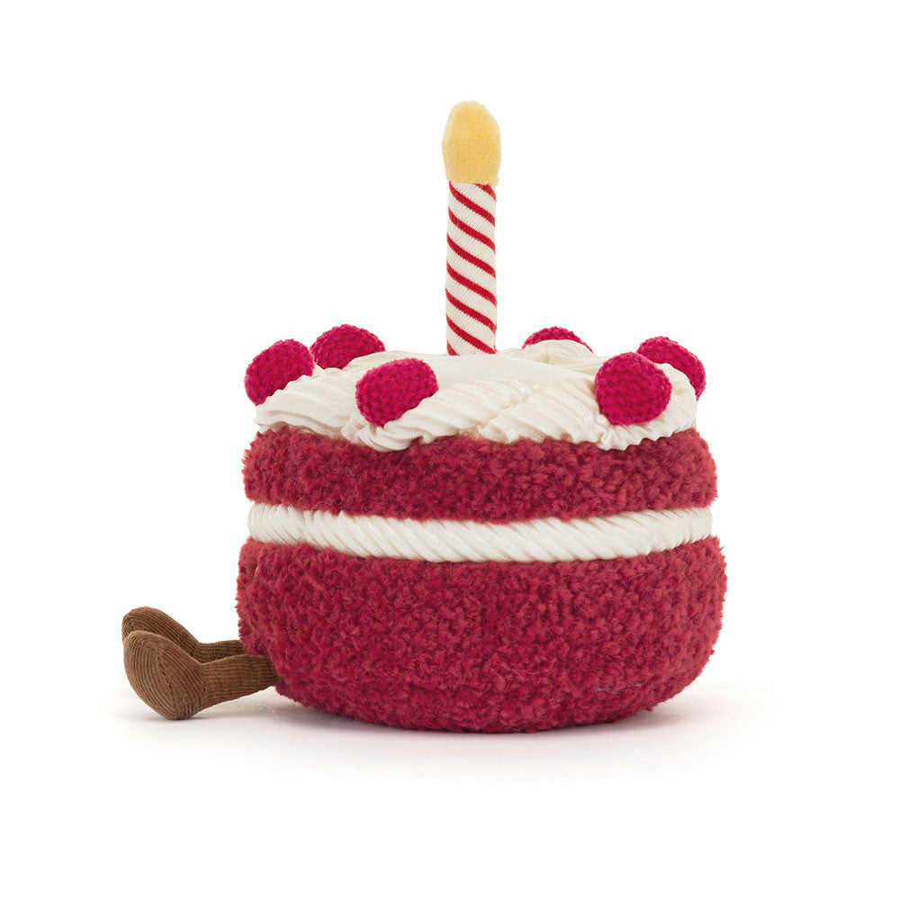 Peluche Jellycat Gâteau anniversaire une bougie rouge Chéri – Jellycat red Cheri Cake first anniversary plush – Olie & co