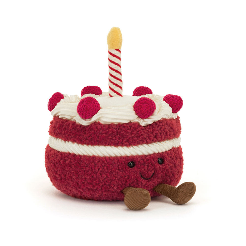 Peluche Jellycat Gâteau anniversaire une bougie rouge Chéri – Jellycat red Cheri Cake first anniversary plush – Olie & co