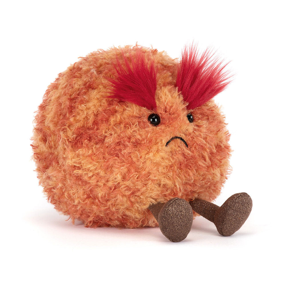 peluche planète Mars Jellycat Amuseables avec expression drôle et design spatial rouge - Jellycat Amuseables Mars planet plush with expressive eyebrows and red space design