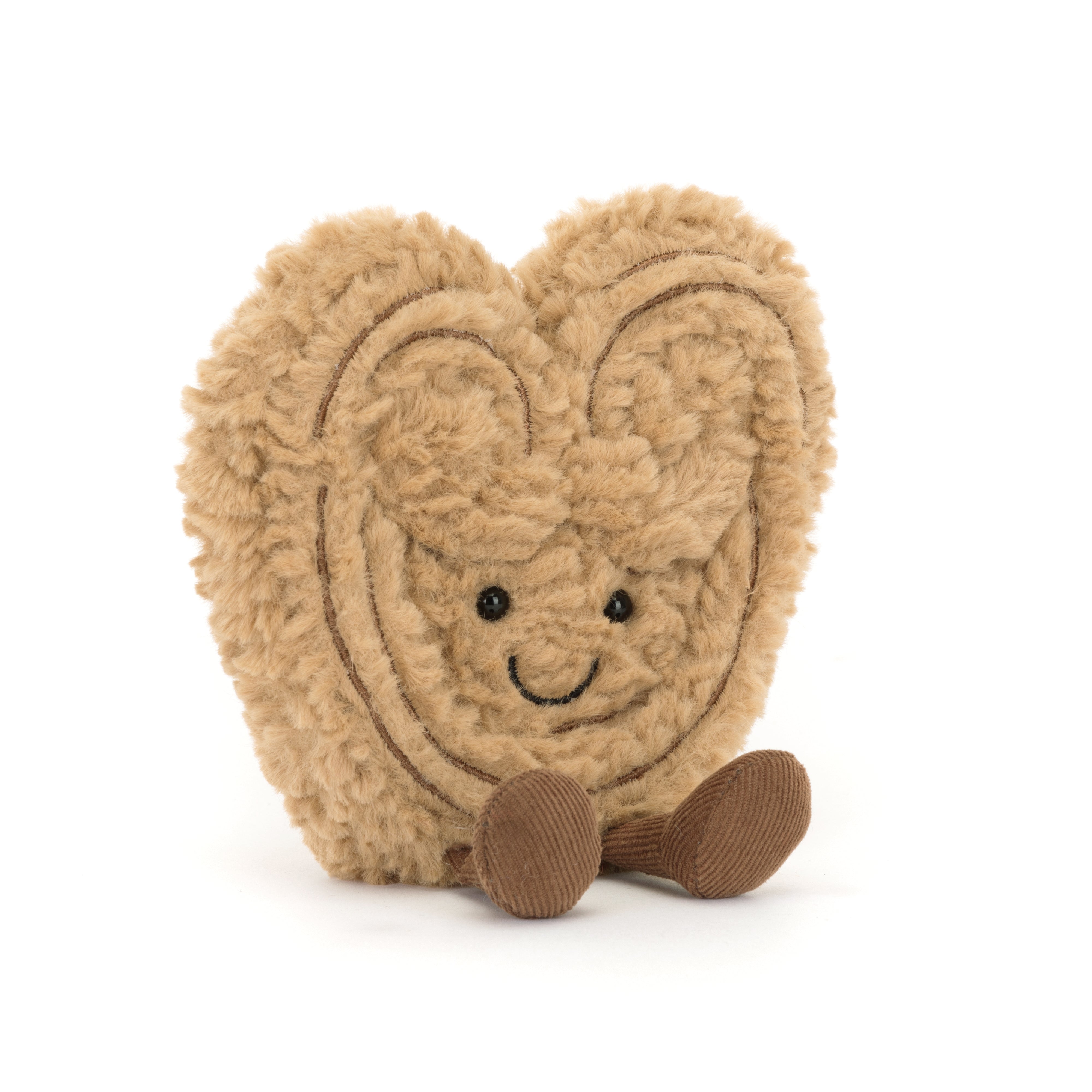 Peluche Jellycat Philippe biscuit palmier amusant sur lit – Jellycat Philippe palmier biscuit plush on bed – Olie & co