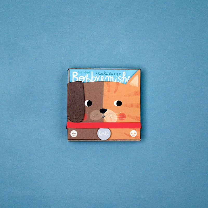 Jeu de mémoire Bobby & Misha Londji avec cartes illustrées chien et chat pour associer et jouer à deux – Londji Bobby & Misha memory game with illustrated dog and cat cards for matching play – Olie & co