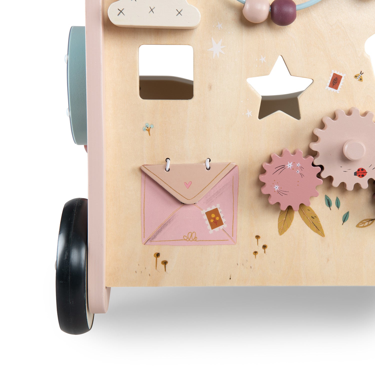 Trotteur d'activités en bois | Après la pluie