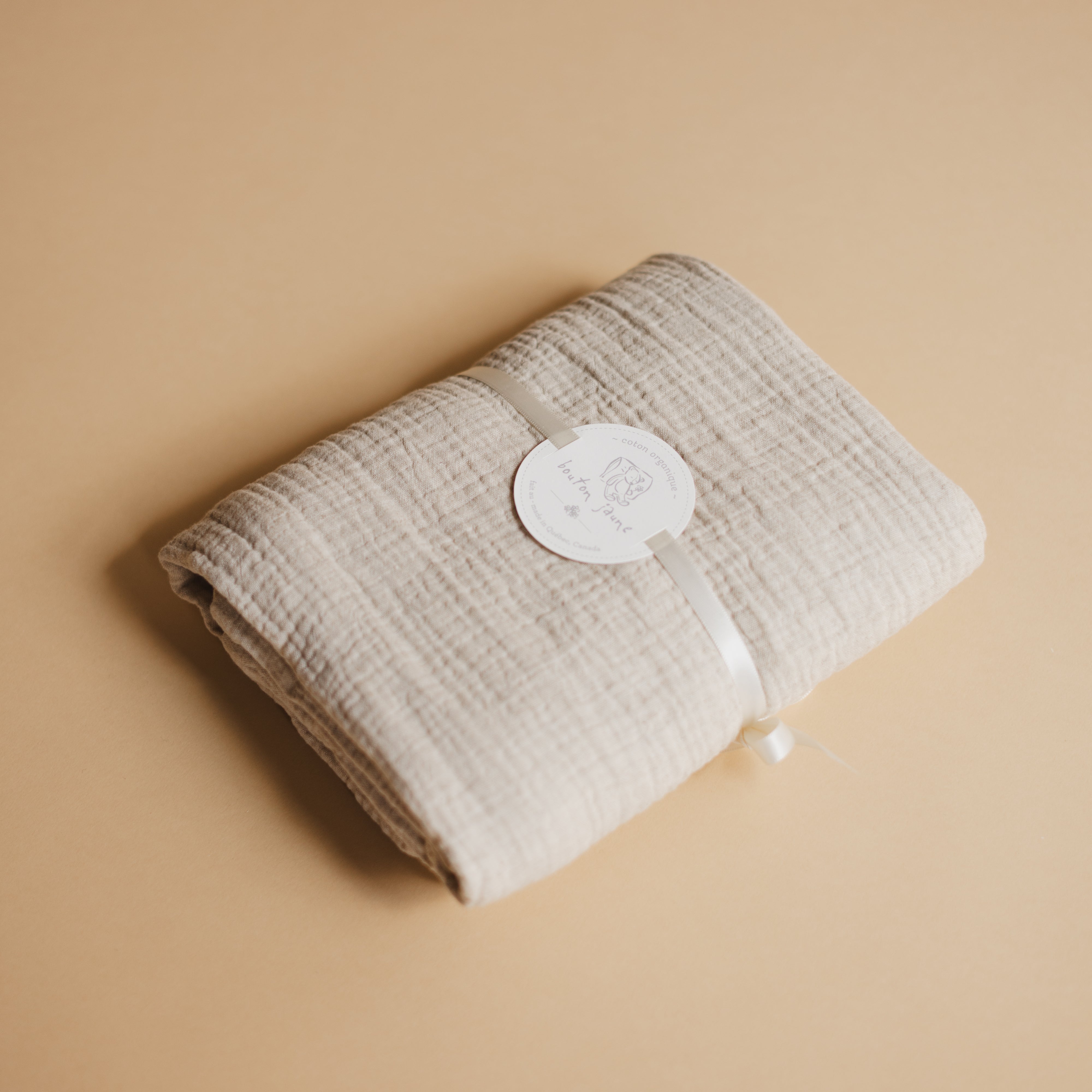 Mousseline en coton & en lin | Beige naturel deux tons