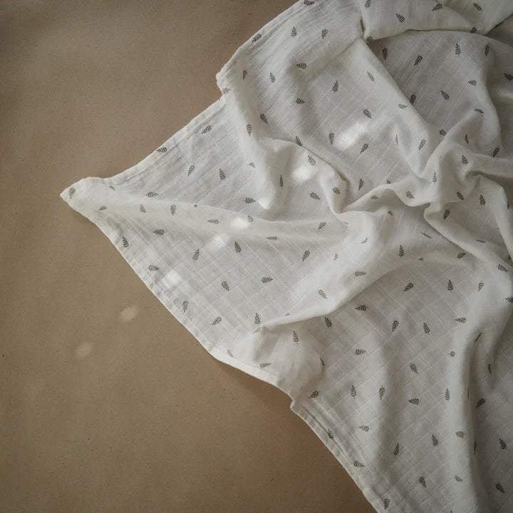 Mousseline en coton organique | Feuilles vertes