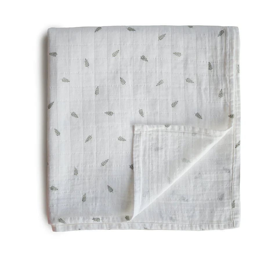 Mousseline en coton organique | Feuilles vertes