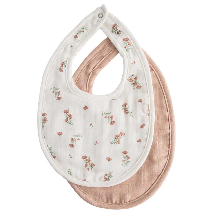 Muslin Bib 2-Pack | Pink floral & blush