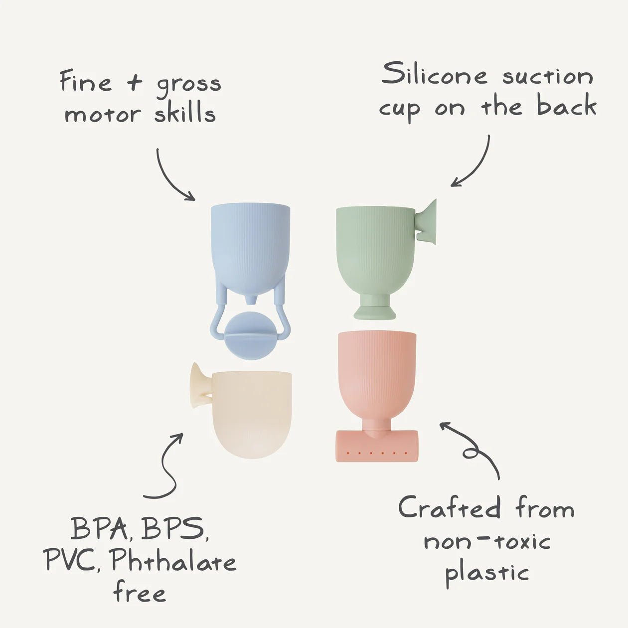 Jouet de bain | Tasses à ventouse & effet cascade