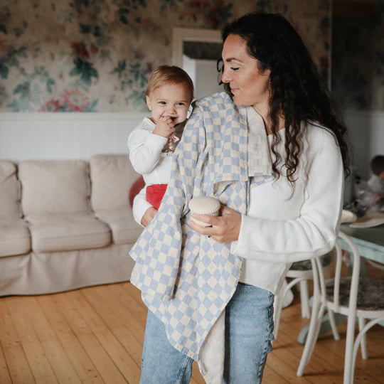 Organic Cotton Muslin Swaddle | Blue Check