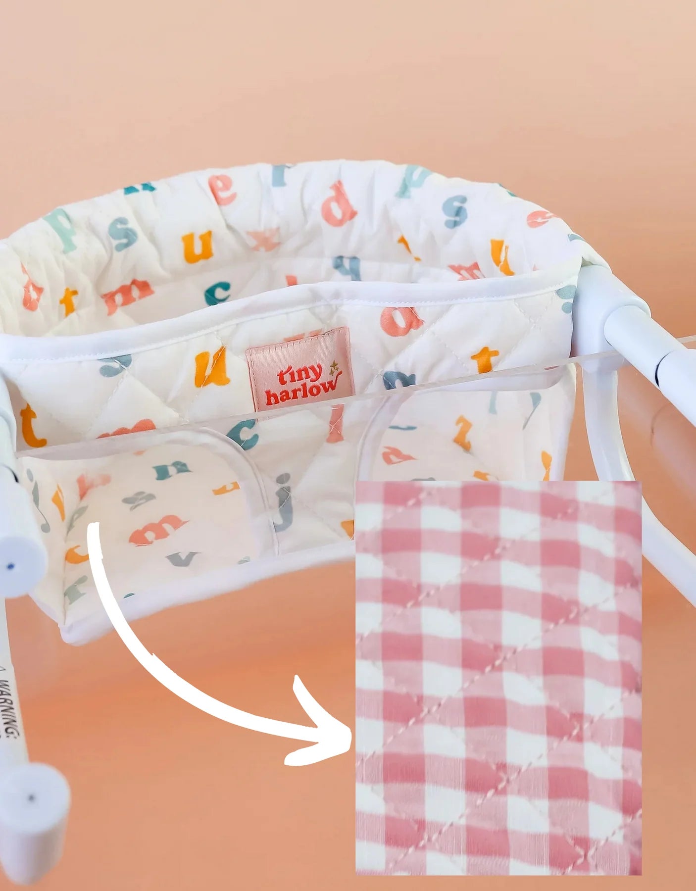 Chaise haute de table pour poupée | Rose Vichy