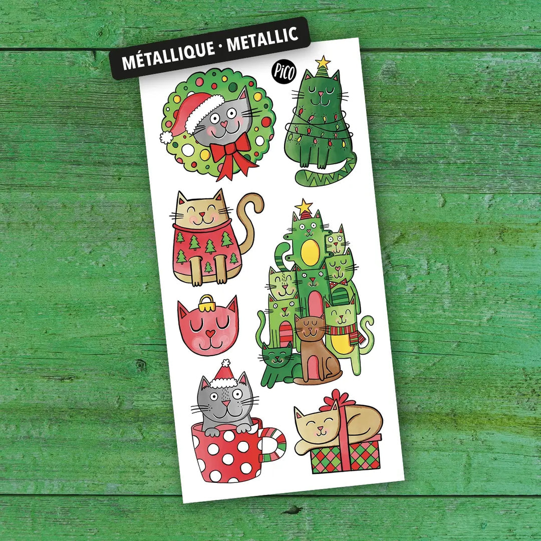 Tatouages temporaires | Chatpin de Noël métallique