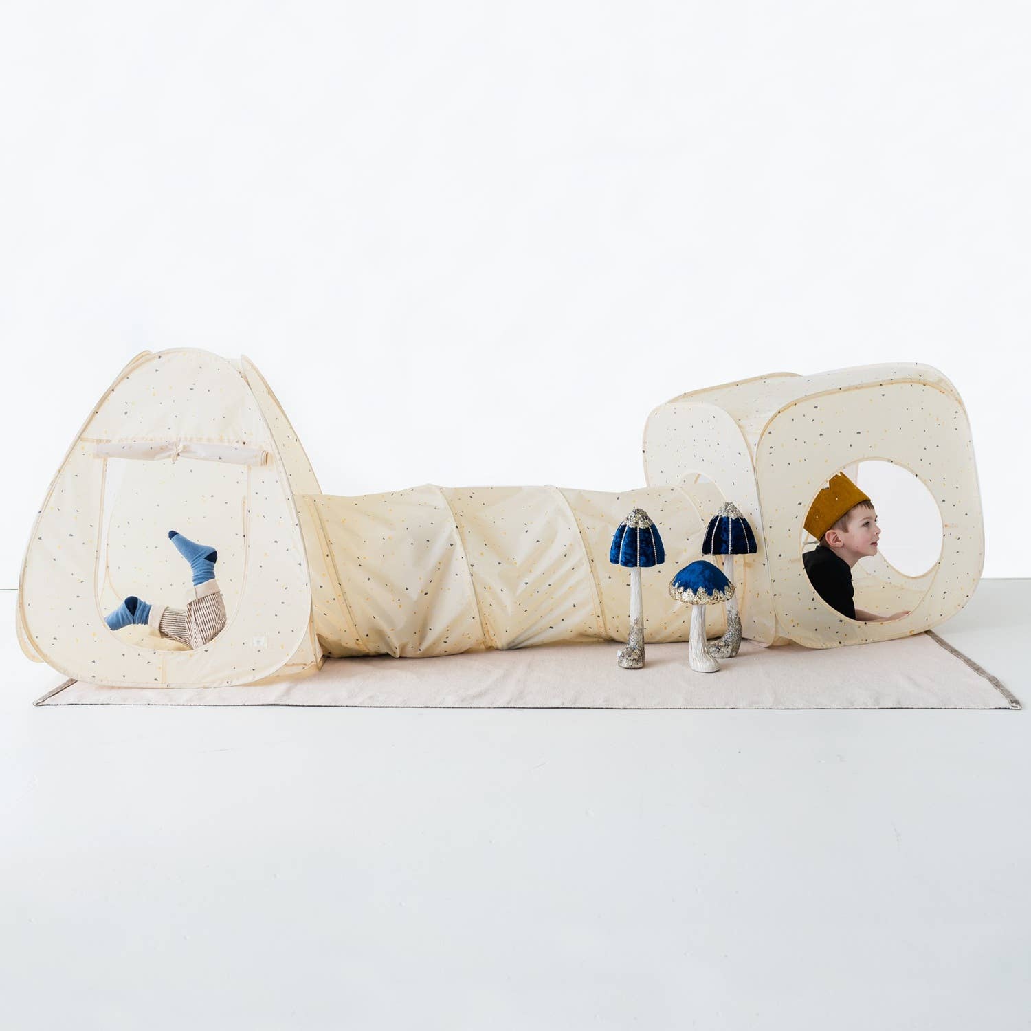 Recycled fabric 3-in-1 play tent & tunnel set | Terrazzo Beige